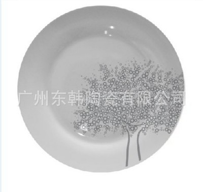 【供應圓形貼花盤子 西餐具系列產品,家居用品 日用陶瓷制品】價格,廠家,圖片,碗、碟、盤,廣州東韓陶瓷-
