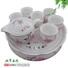 景德鎮(zhèn)大茶盤茶具 雙龍戲珠陶瓷茶具 高檔茶具套裝